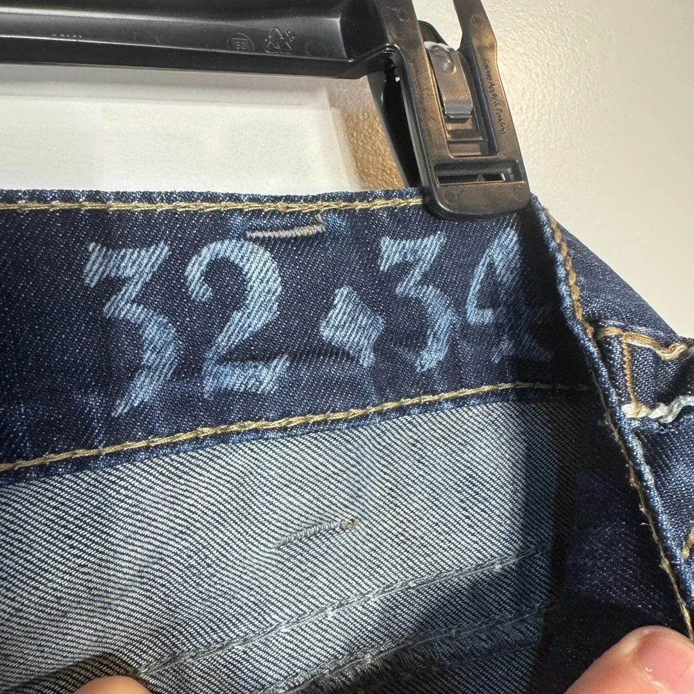 Silver 925 Series Jeans Mens 32x34 Actual L33 Thick Stitch Dark Wash Distressed‎
